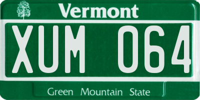 VT license plate XUM064