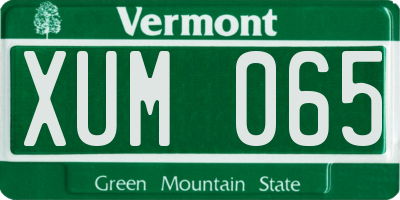 VT license plate XUM065