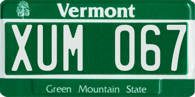 VT license plate XUM067