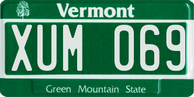 VT license plate XUM069