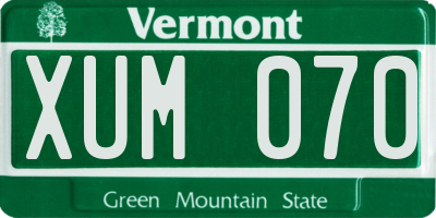 VT license plate XUM070