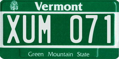 VT license plate XUM071
