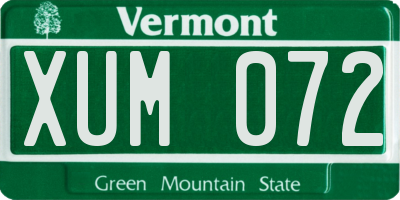 VT license plate XUM072