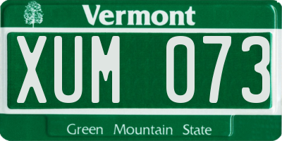 VT license plate XUM073