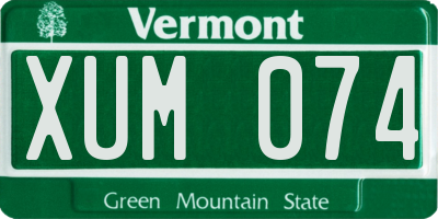 VT license plate XUM074