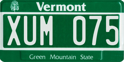 VT license plate XUM075