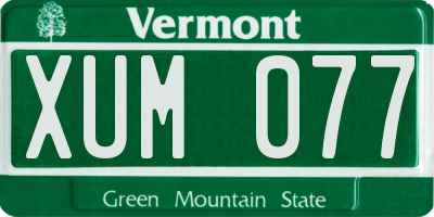 VT license plate XUM077