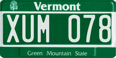 VT license plate XUM078