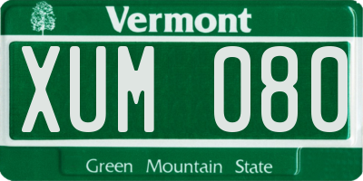 VT license plate XUM080