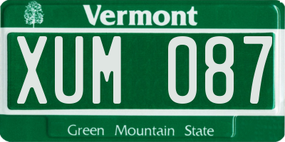 VT license plate XUM087