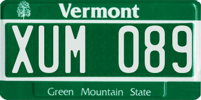 VT license plate XUM089