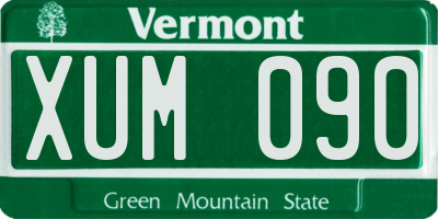 VT license plate XUM090