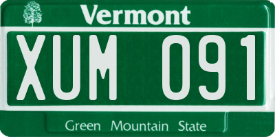 VT license plate XUM091