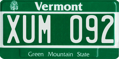 VT license plate XUM092