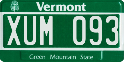 VT license plate XUM093