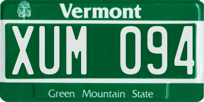 VT license plate XUM094
