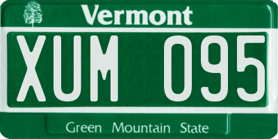 VT license plate XUM095