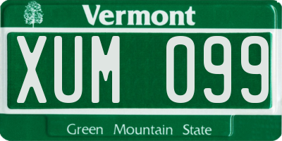VT license plate XUM099