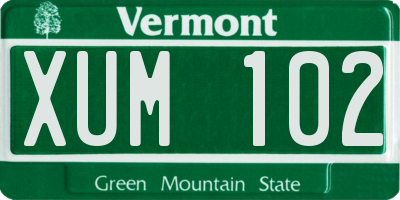 VT license plate XUM102