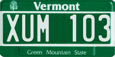VT license plate XUM103