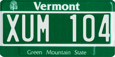 VT license plate XUM104