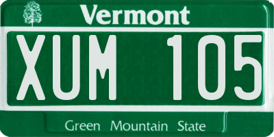VT license plate XUM105