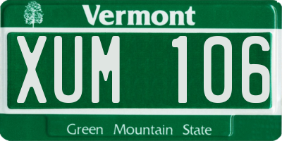 VT license plate XUM106