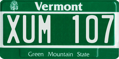 VT license plate XUM107