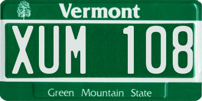 VT license plate XUM108