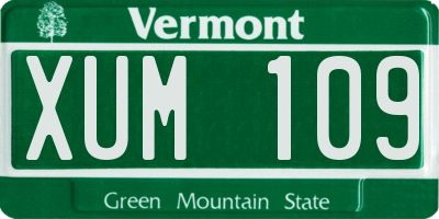 VT license plate XUM109