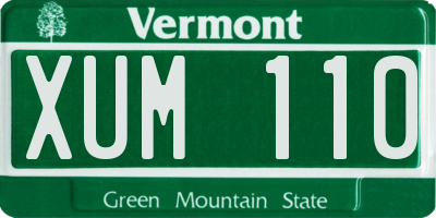 VT license plate XUM110