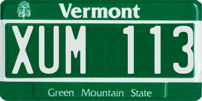 VT license plate XUM113