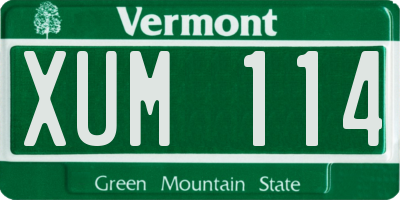 VT license plate XUM114