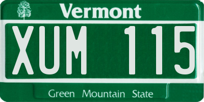 VT license plate XUM115