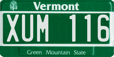 VT license plate XUM116