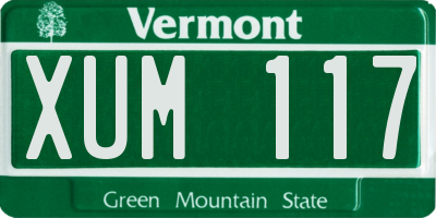 VT license plate XUM117