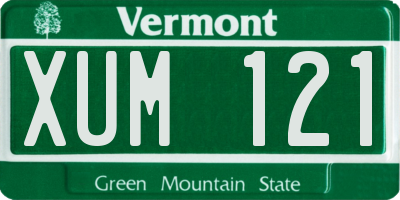 VT license plate XUM121