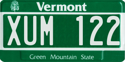 VT license plate XUM122