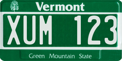 VT license plate XUM123