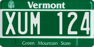 VT license plate XUM124