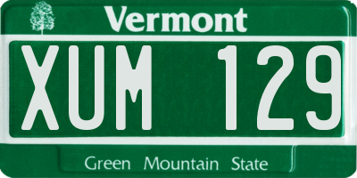 VT license plate XUM129