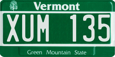 VT license plate XUM135