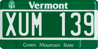 VT license plate XUM139