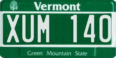 VT license plate XUM140