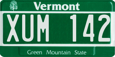 VT license plate XUM142