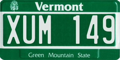 VT license plate XUM149