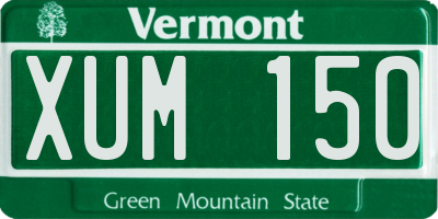 VT license plate XUM150