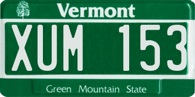 VT license plate XUM153
