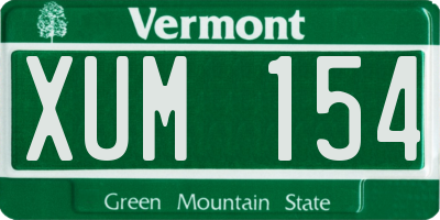 VT license plate XUM154