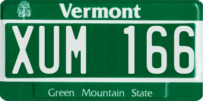 VT license plate XUM166